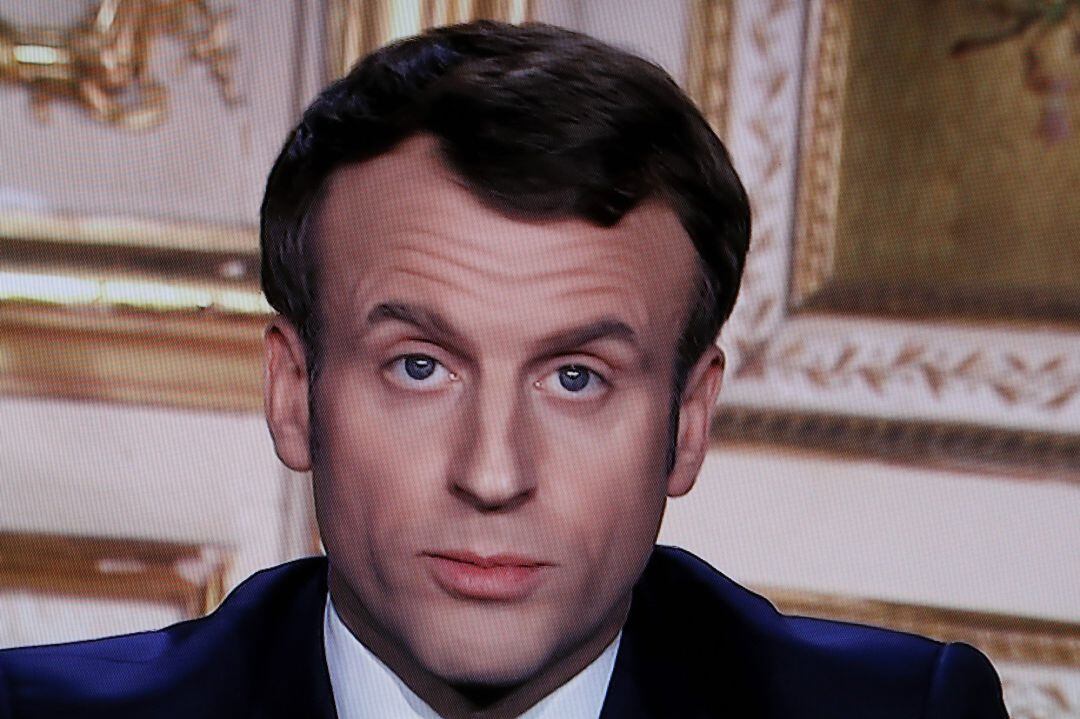 El presidente de Francia, Emmanuel Macron, durante su discurso