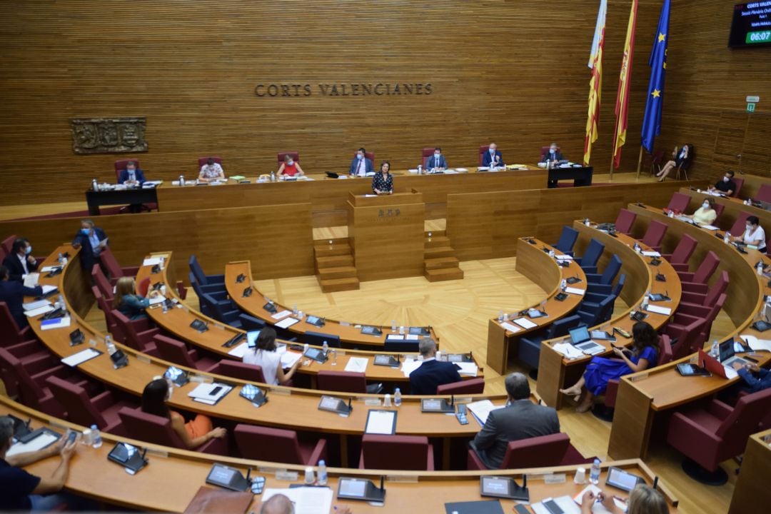 Pleno de Les Corts en el momento del Debate sobre el Dictámen de la Comisión de Reconstrucción por la crisis del COVID