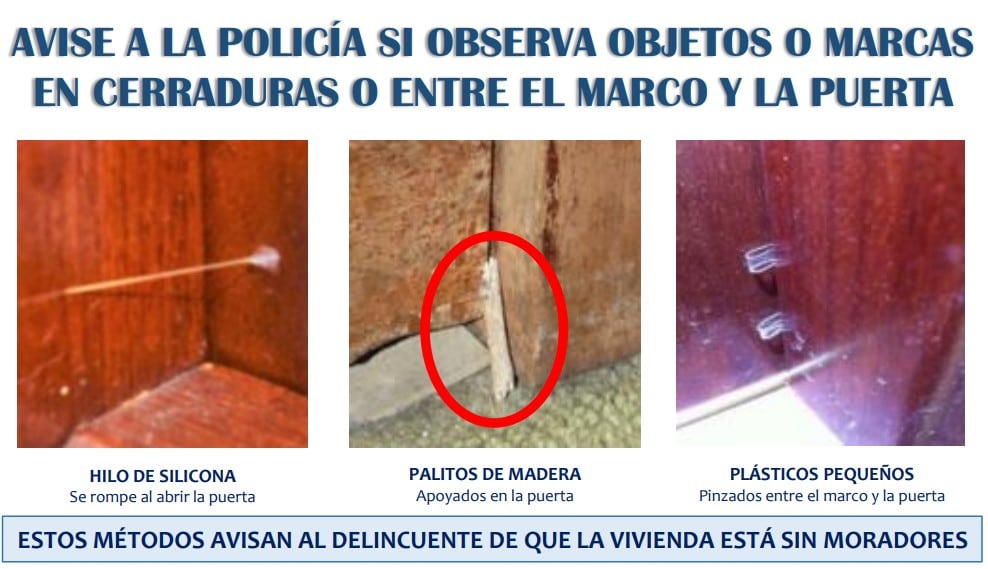 La policía advierte de las diferentes marcas de los ladrones en las puertas