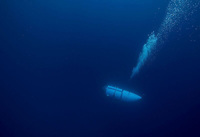 El submarino sumergible de OceanGate, en maniobra de descenso.