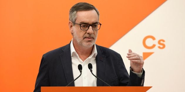 El secretario general de Ciudadanos, José Manuel Villegas, durante la rueda de prensa que ha ofrecido tras la celebración del Comité Ejecutivo Permanente.