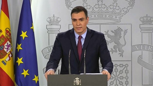 El presidente del Gobierno Pedro Sánchez anuncia el estado de alarma.