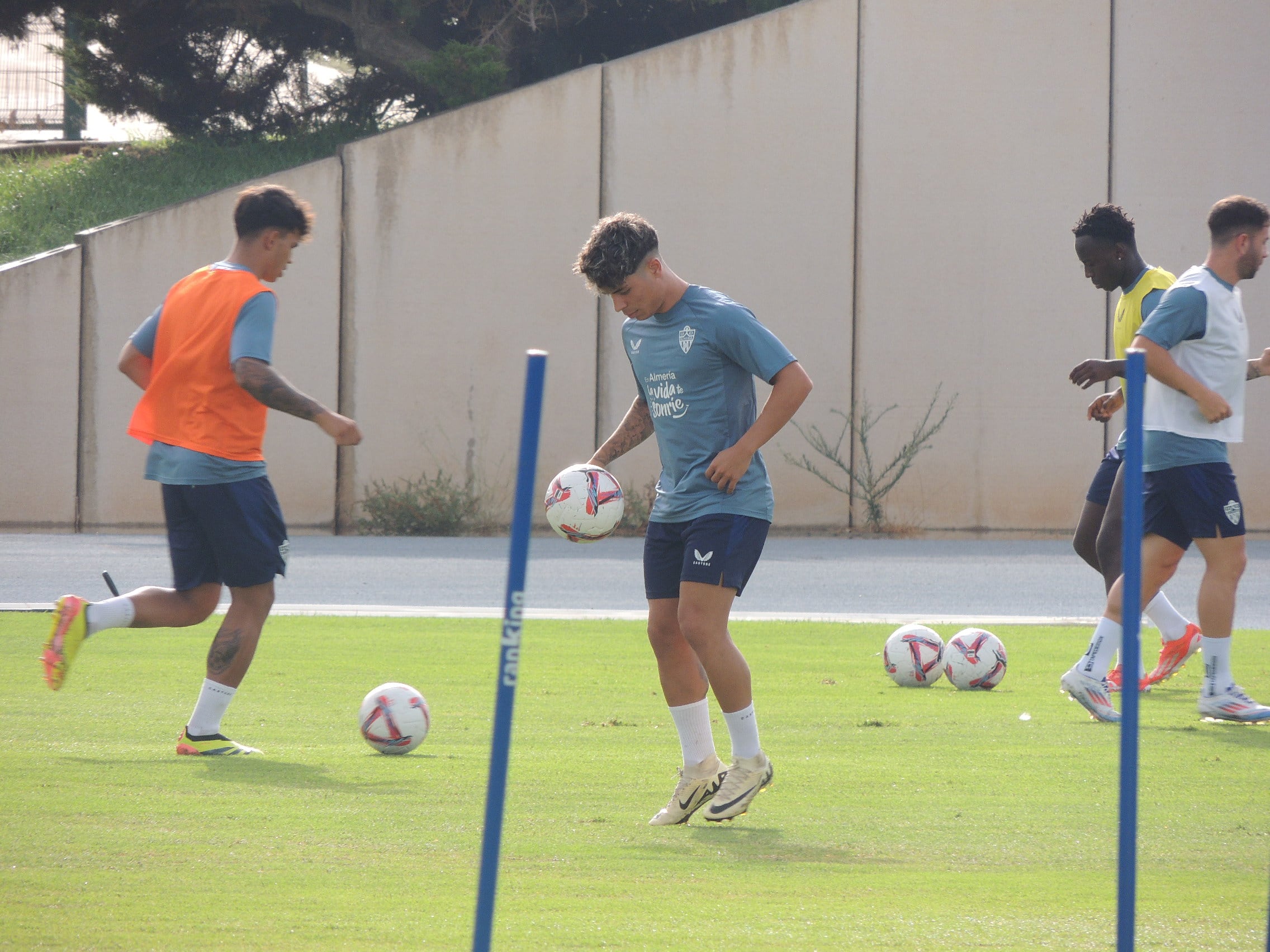 El ex jugador del Español en su primer entrenamiento.