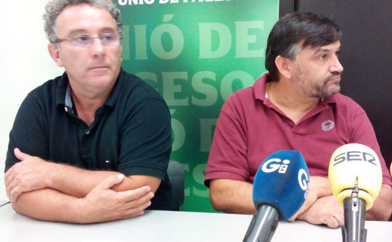 Xavier Frigola, coordinador d'UP a Girona i Joan Caball, coordinador nacional del sindicat a tot Catalunya.