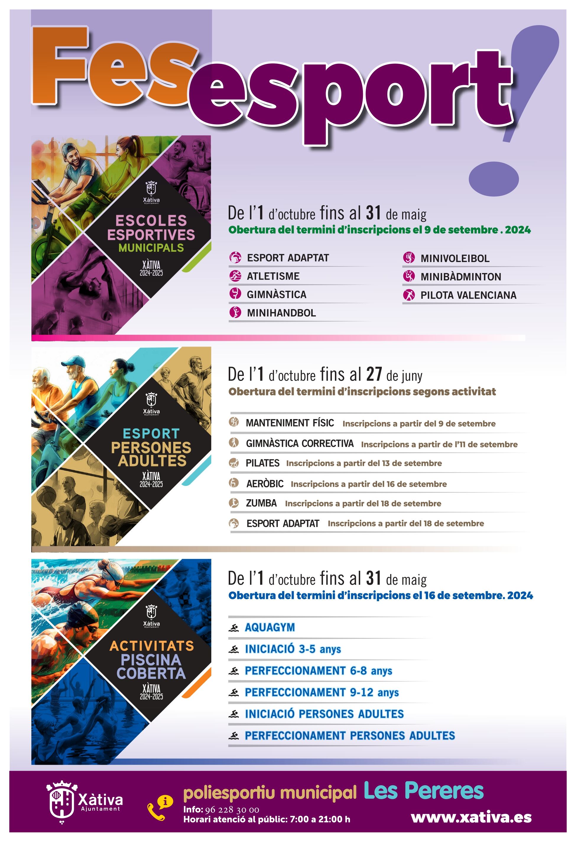 Cartel actividades deportivas en Xàtiva