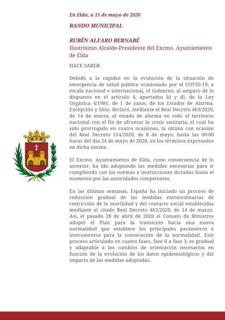 Bando del alcalde de Elda, Rubén Alfaro