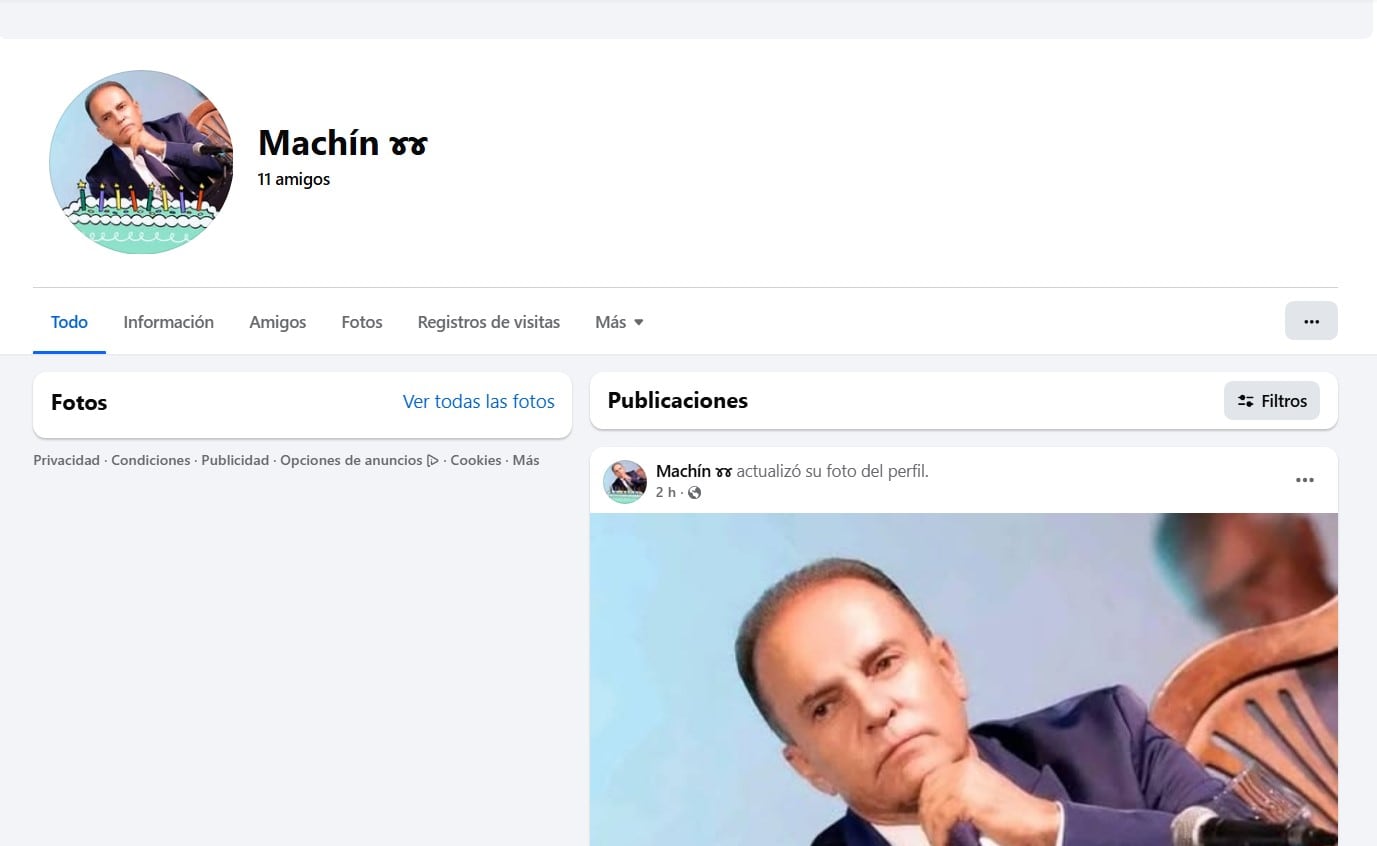 Perfil falso de Jesús Machín en la red social Facebook.