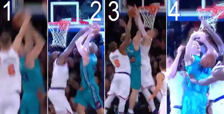 Cody Zeller sufrió cuatro tapones en una misma jugada