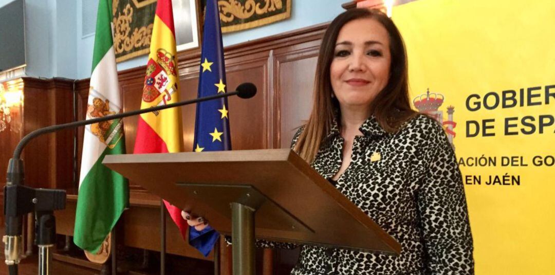 La subdelegada del Gobierno en Jaén, Catalina Madueño, durante una rueda de prensa en la sede de la Subdelegación.