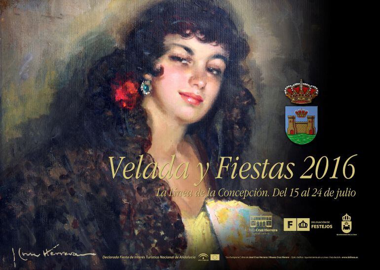 Cartel anunciador de la Velada y Fiestas 2016, de La Línea de la Concepción.