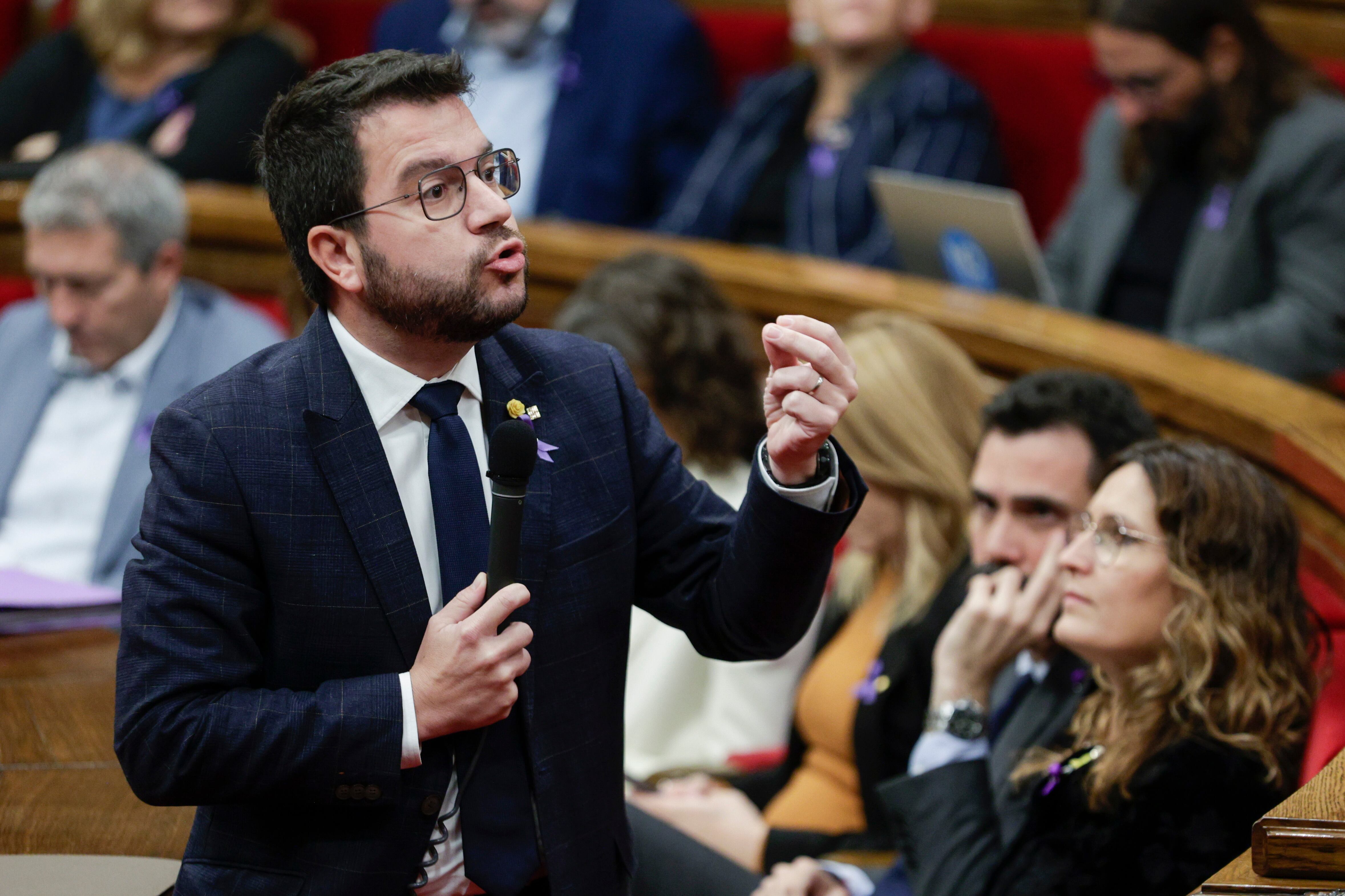 Pere Aragonès durant la sessió de control d'aquest dimecres al Parlament de Catalunya