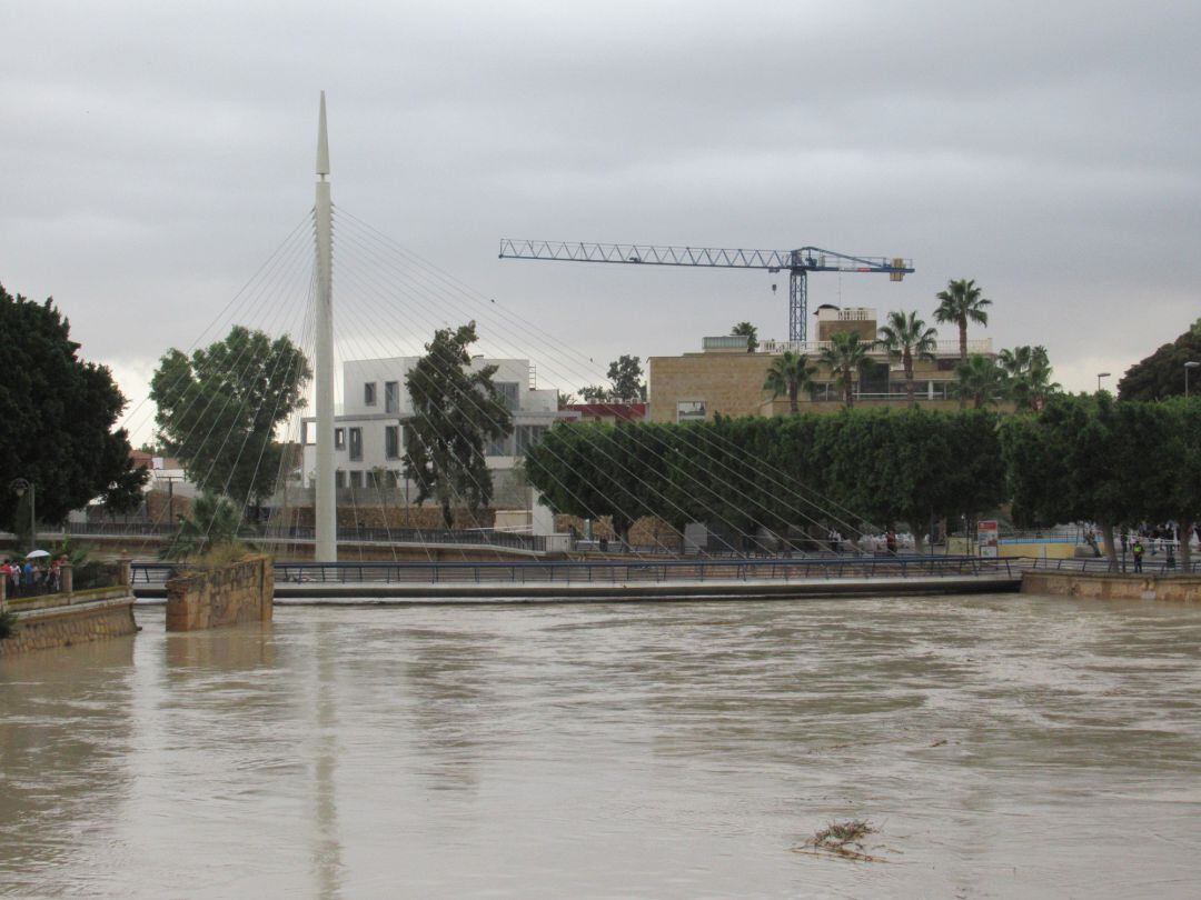 Cauce del río a su paso por la ciudad de Murcia.