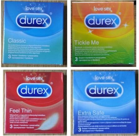 Los cuatro modelos de preservativos Durex falsificados