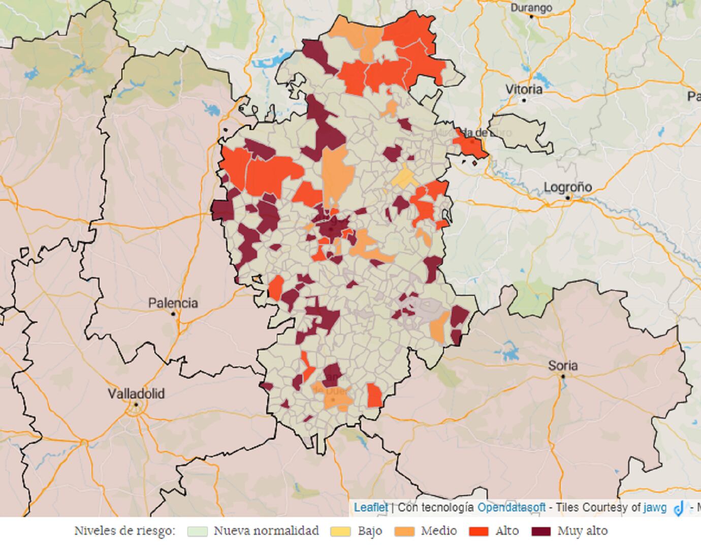 Incidencia covid en la provincia de Burgos a 25 de marzo de 2022