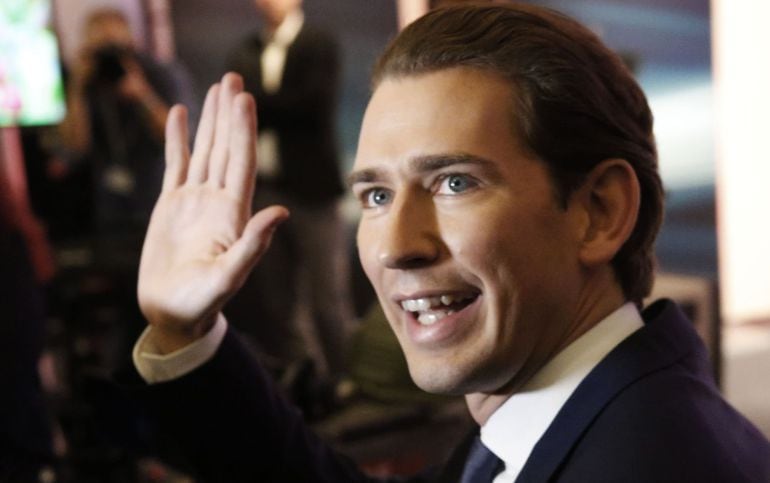 Top candidate of Peoples Party (OeVP) and Foreign Minister Sebastian Kurz arrives for the first TV statements after Austria&#039;s general election in Vienna, Austria, October 15, 2017. 