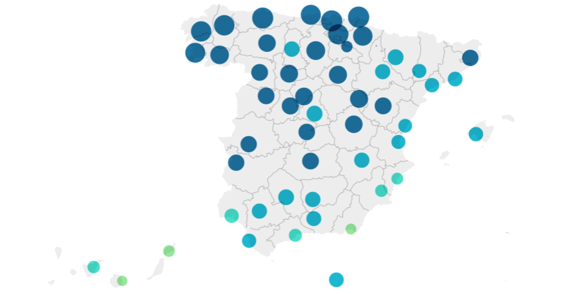 Mapa de probabilidad de precipitaciones en Semana Santa.