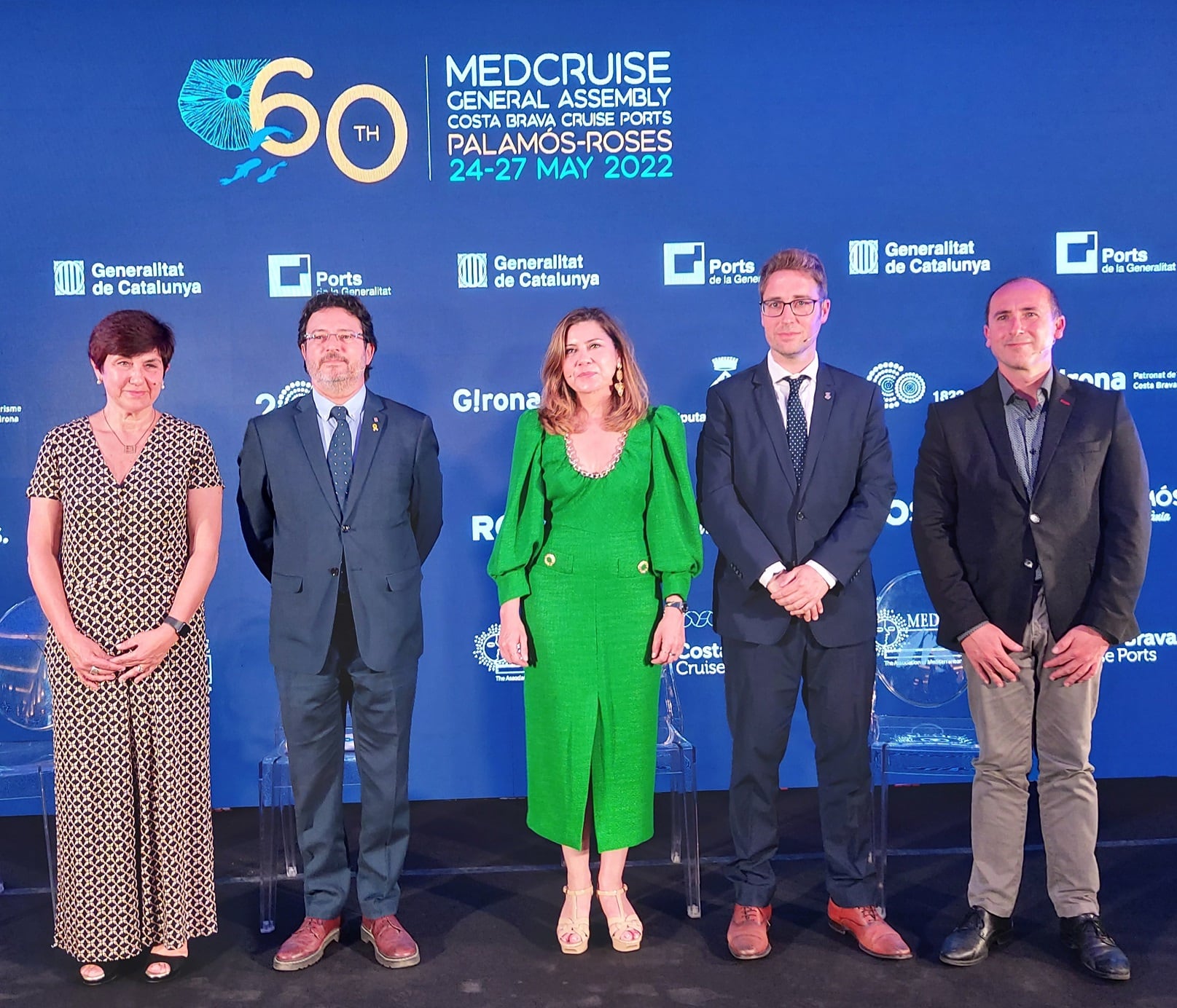 Lluís Puig, el primer per la dreta en la inauguració del MedCruise