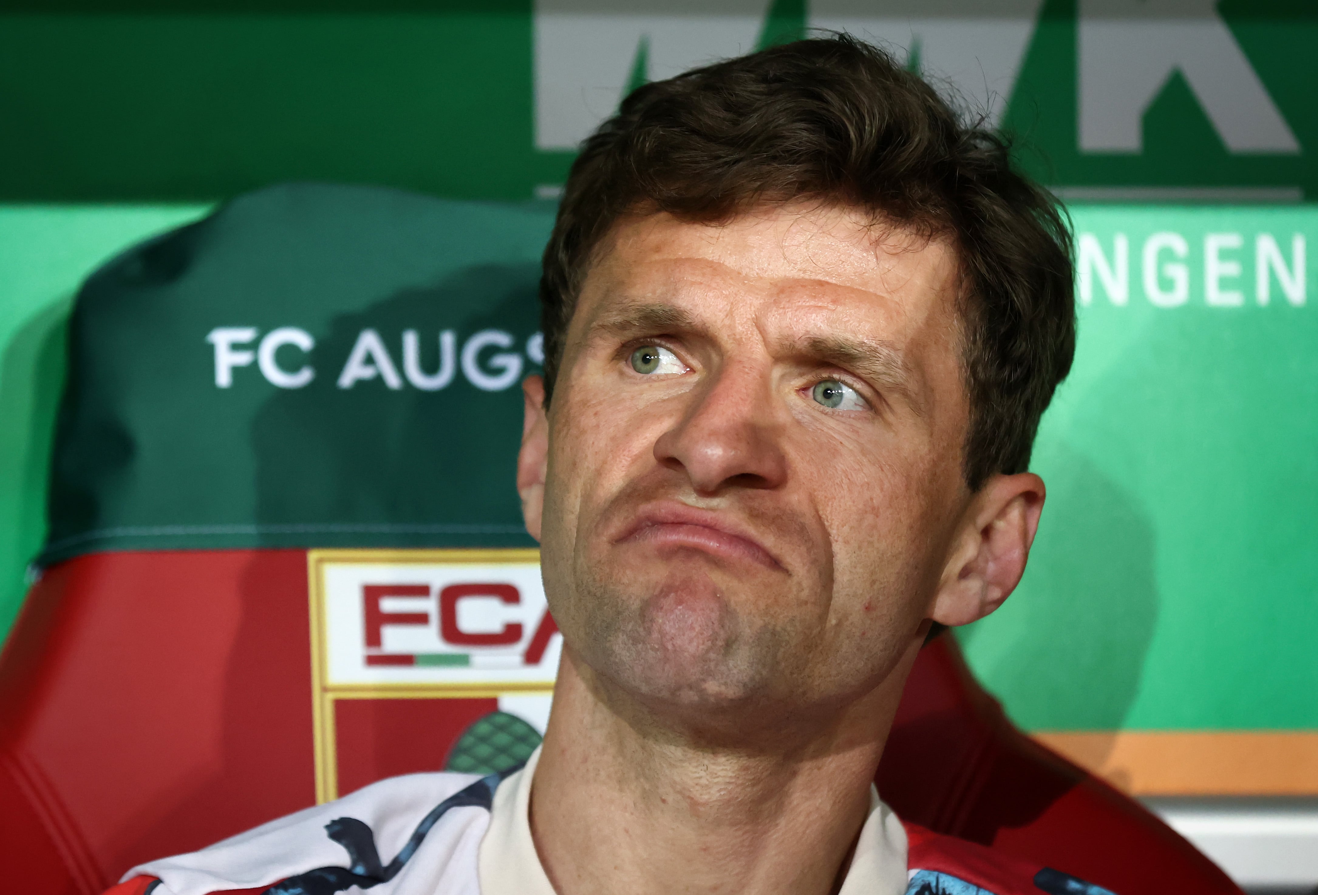 Thomas Muller, en el banquillo en un partido del Bayern Múnich esta temporada