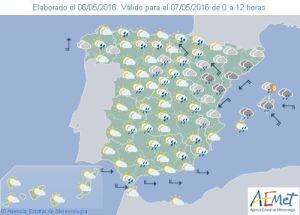 Mapa de AEMET para este sábado.