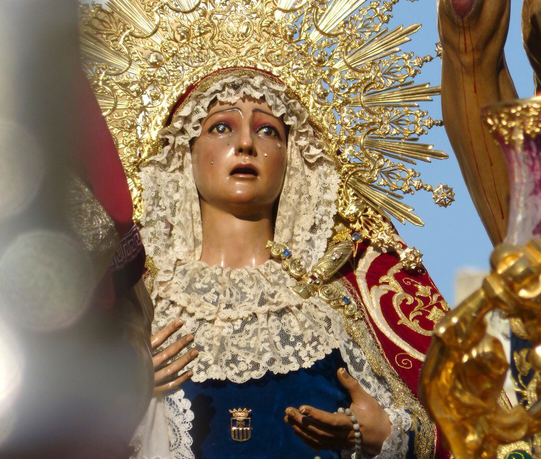 Detalle de la Virgen de Guía en el paso de misterio de la Sagrada Lanzada