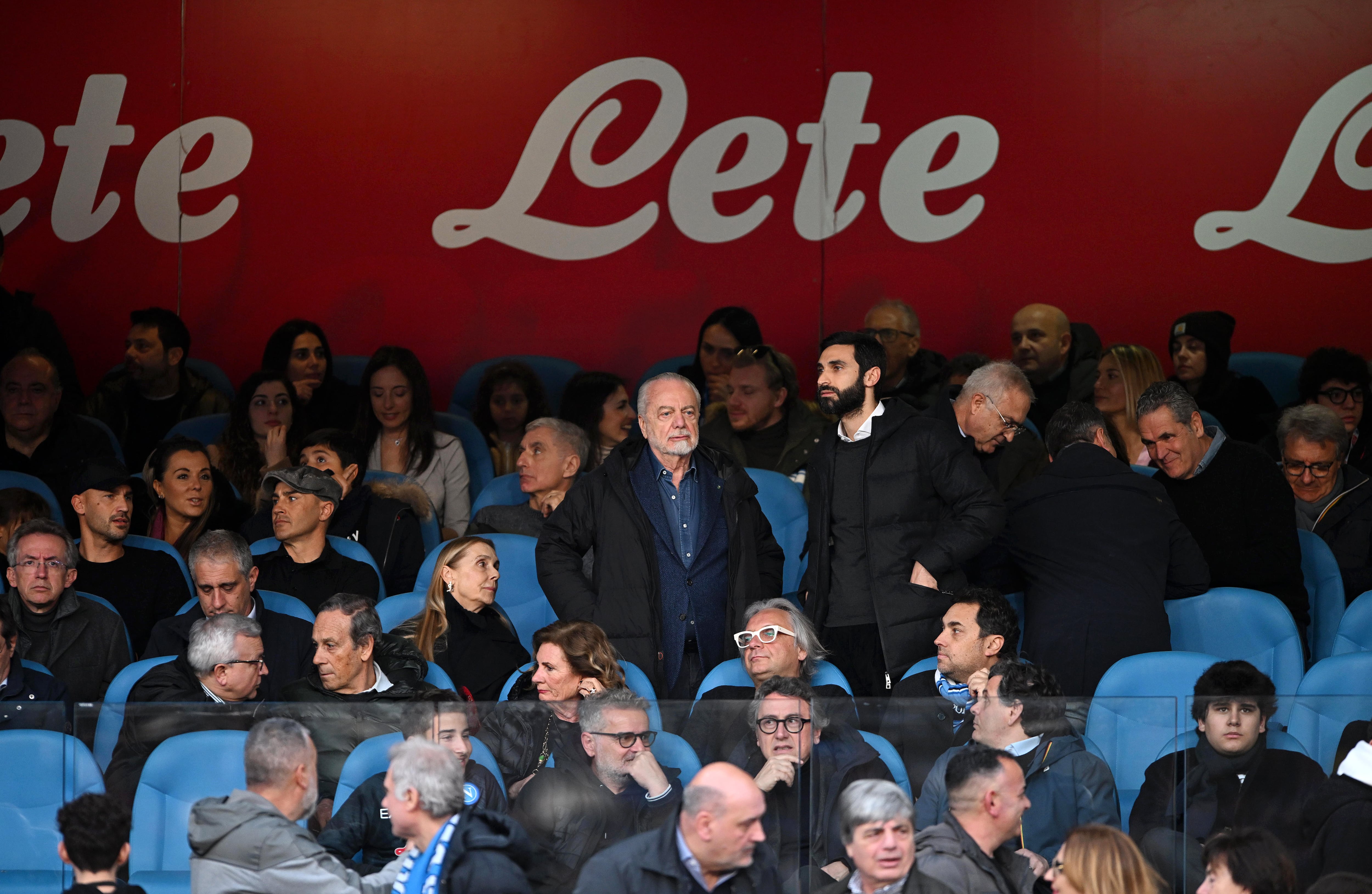 Aurelio De Laurentiis, presidente del Nápoles, en un partido de la Serie A