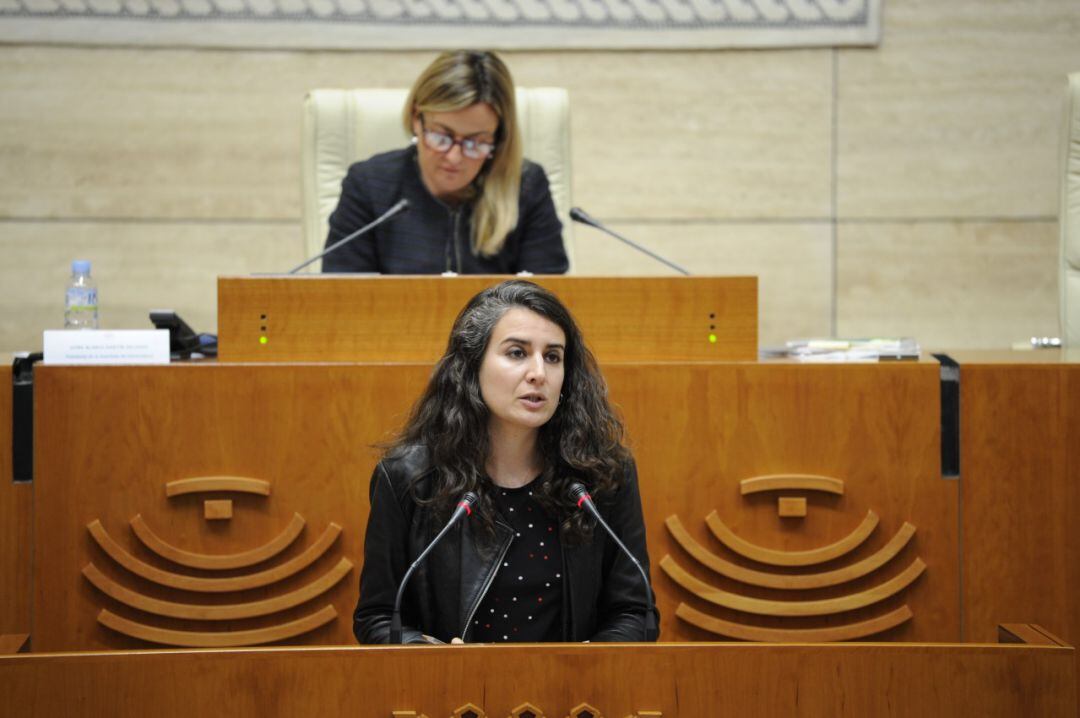 Irene de Miguel en la tribuna de oradores