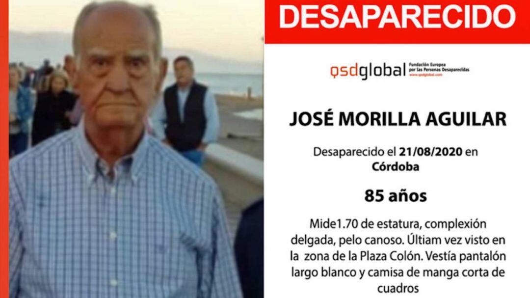 Cartel de búsqueda de José Morilla en Córdoba