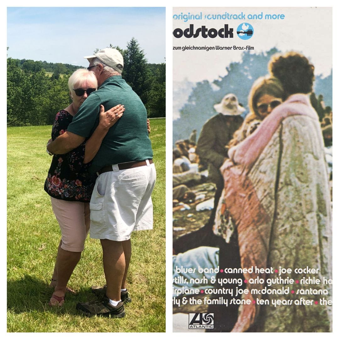 A la derecha, Bobbi Kelly y Nick Ercoline en 1969, en el festival de Woodstock. A la izquierda, la pareja medio siglo después.