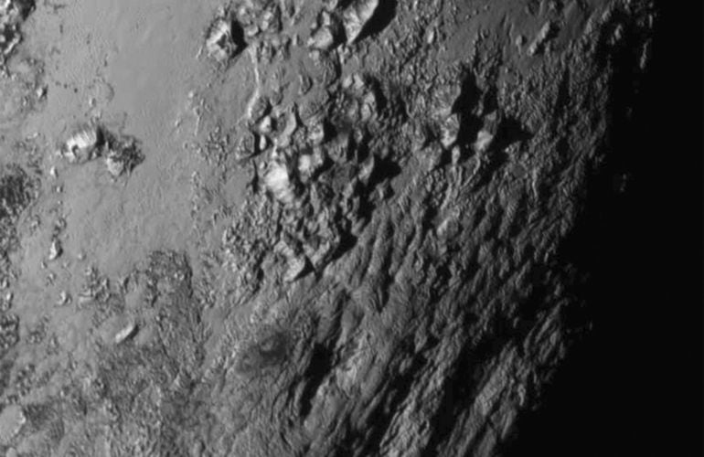 Montañas con agua helada que se han encontrado en las imágenes enviadas por la sonda &#039;New Horizons&#039;.