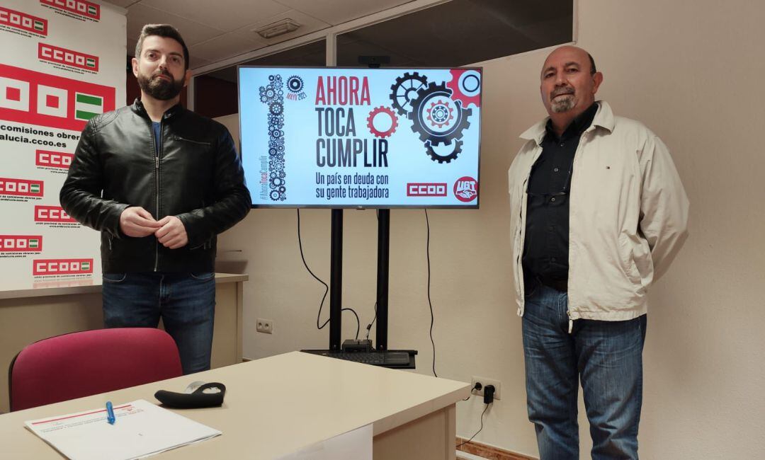 Los secretarios generales de CCOO y UGT en la provincia de Jaén, Francisco Cantero y Manuel Salazar