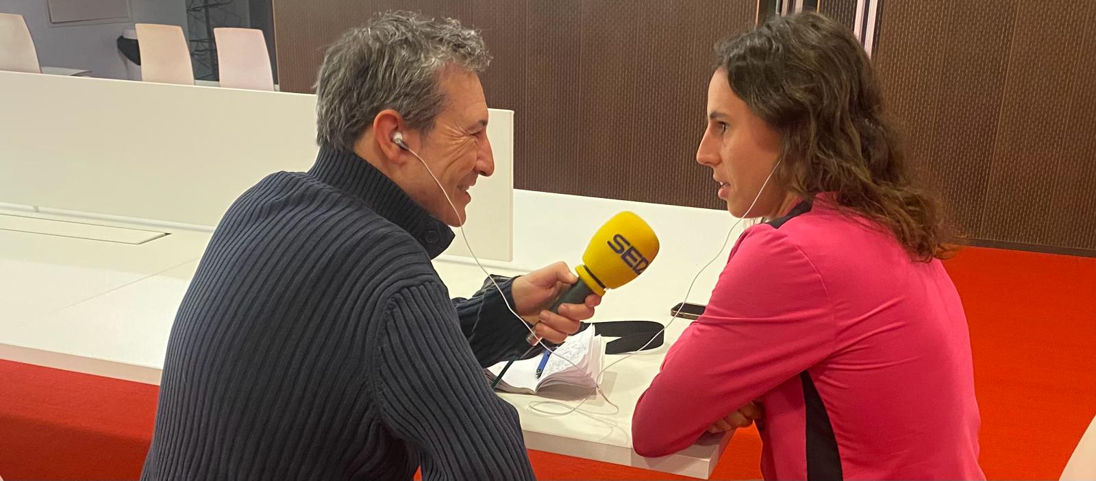 Maddí en un momento de la entrevista en Ser Deportivos Bilbao