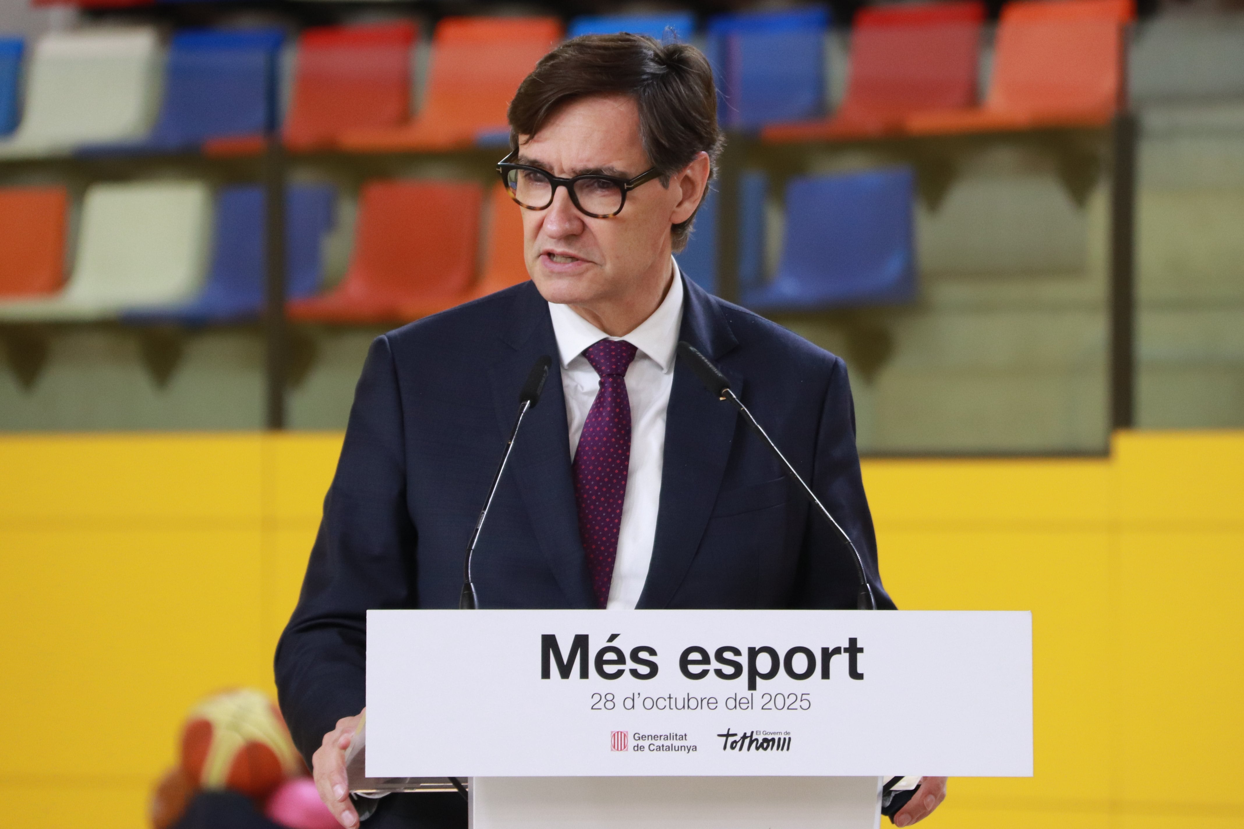 El president de la Generalitat, Salvador Illa, presenta el pla de xoc per a les instal·lacions esportives