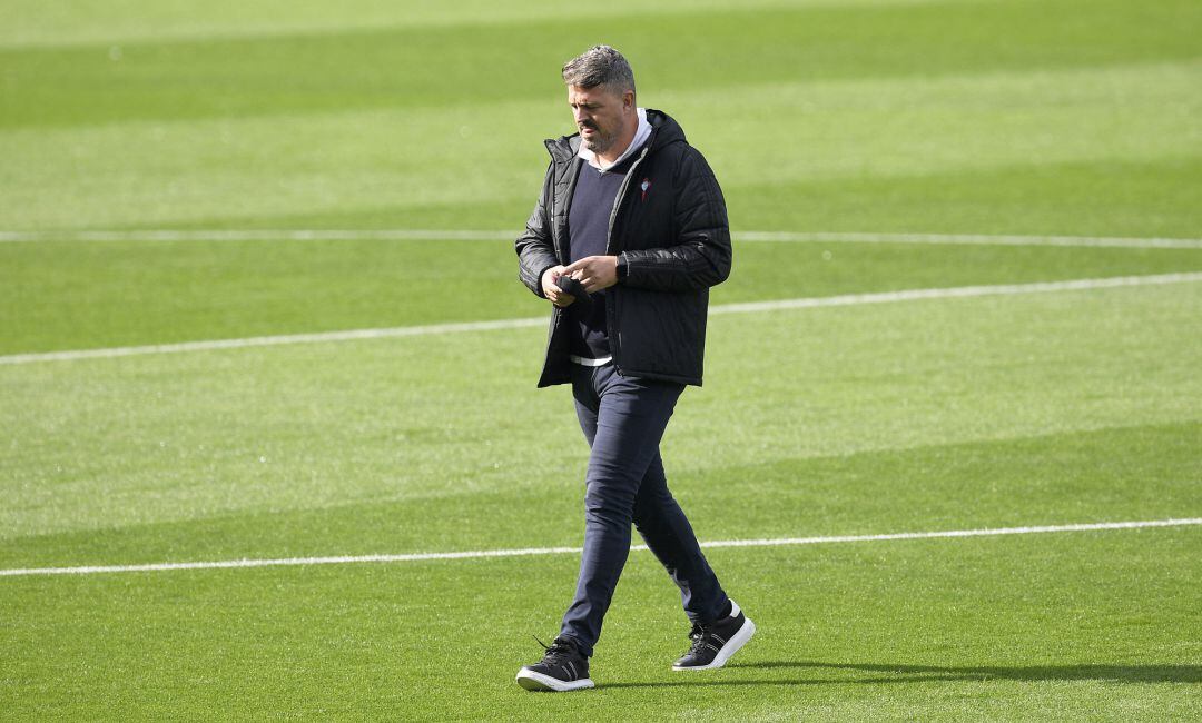 Oscar García en Balaídos durante el Celta- Atlético de Madrid