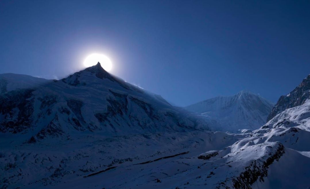 Vista del Manaslu desde el campo base