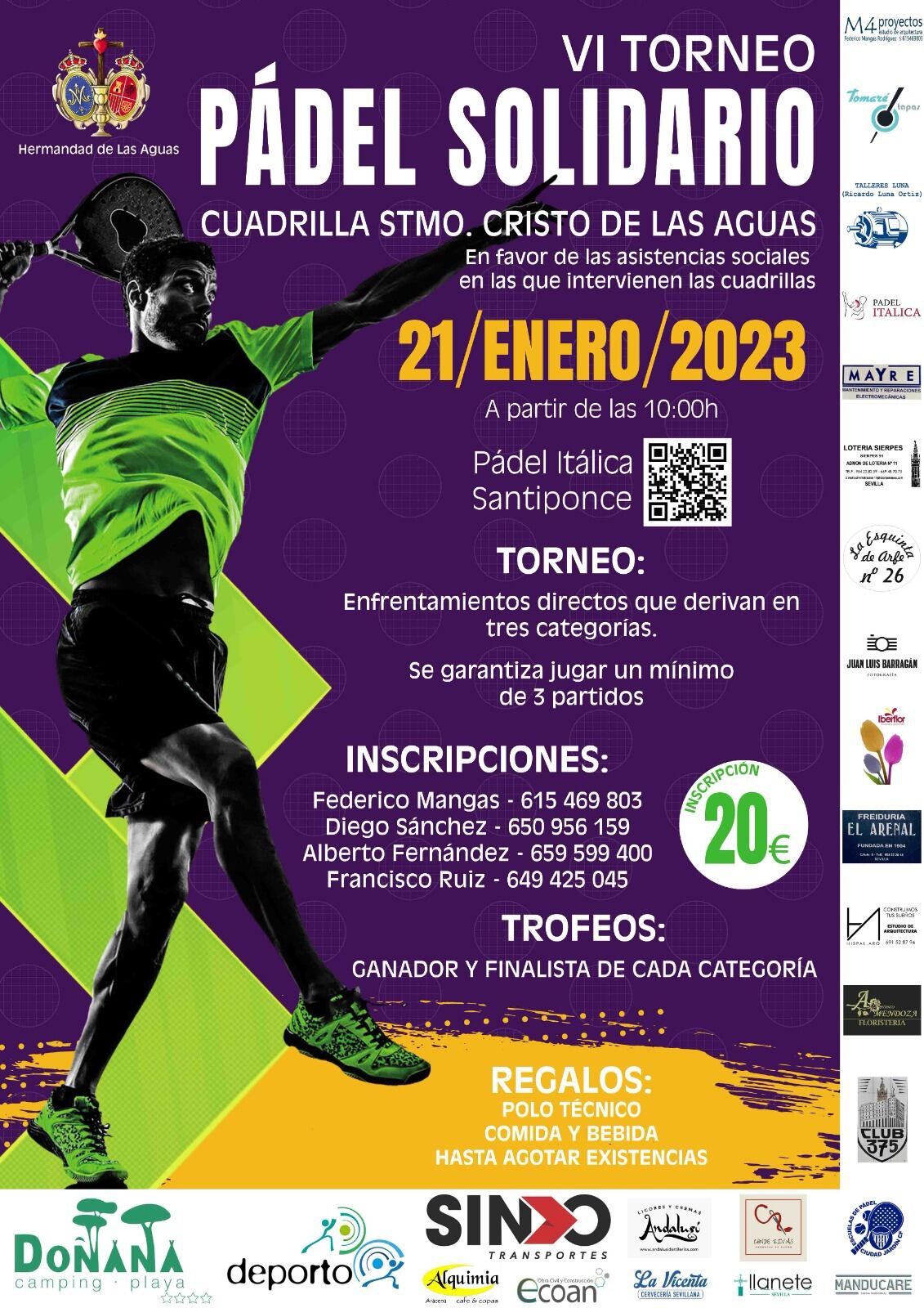 Cartel del Torneo Solidario de Pádel que organizan los costaleros de Las Aguas