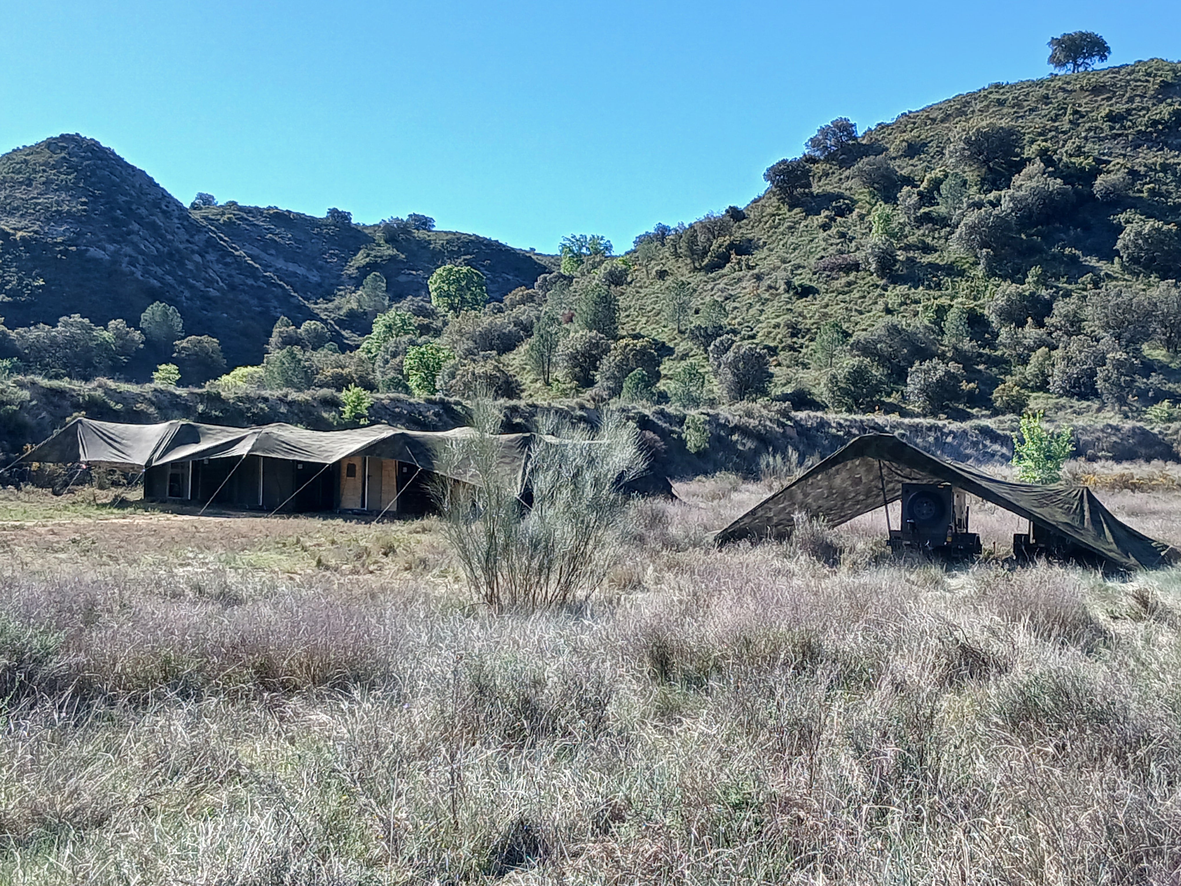 Ejercicio militar en Las Baldorrias en Barbastro