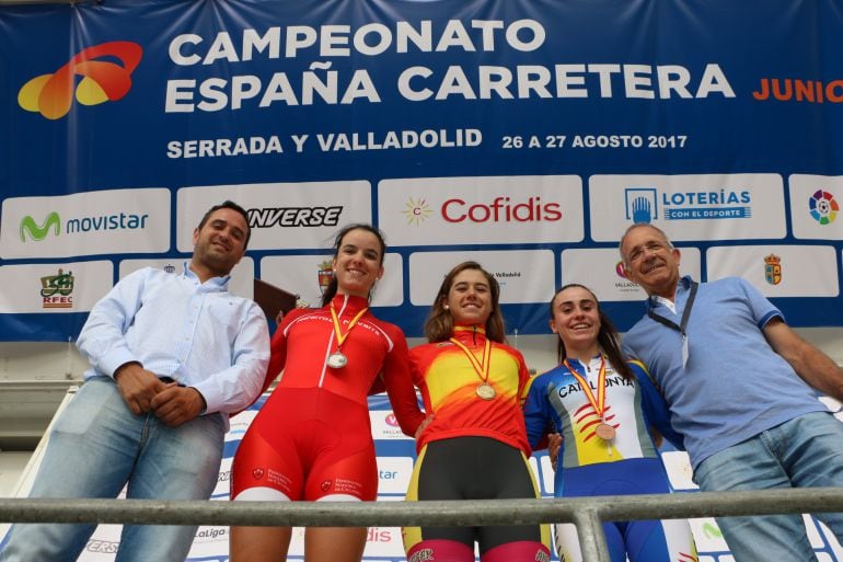 Sara Martín (centro) en el podio del pasado Nacional 2017, en Valladolid.