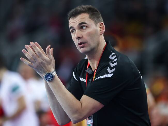 ZAGREB, CROATIA - JANUARY 15: Raul Gonzalez, Head Coach of Macedonia reacts during the Men's Handball European Championship Group C match between Montenegro and FYR Macedonia at Arena Zagreb on January 15, 2018 in Zagreb, Croatia. (Photo by Martin Rose/Bongarts/Getty Images)