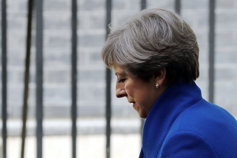 Theresa May tras comparecer en la puerta de Downing Street