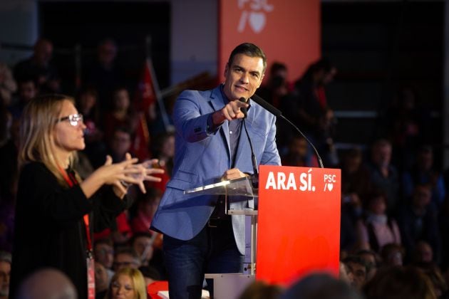 Pedro Sánchez, en su cierre de campaña en Cataluña.