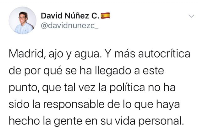 El tuit del miembro de NNGG del PP.