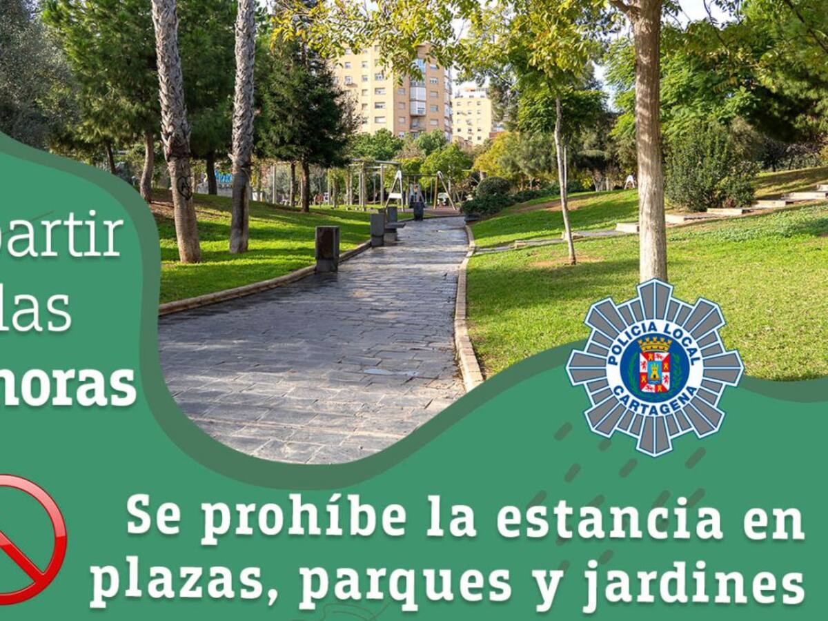 Los parques y zonas de esparcimiento de Cartagena permanecerán abiertos hasta las 19:00 horas