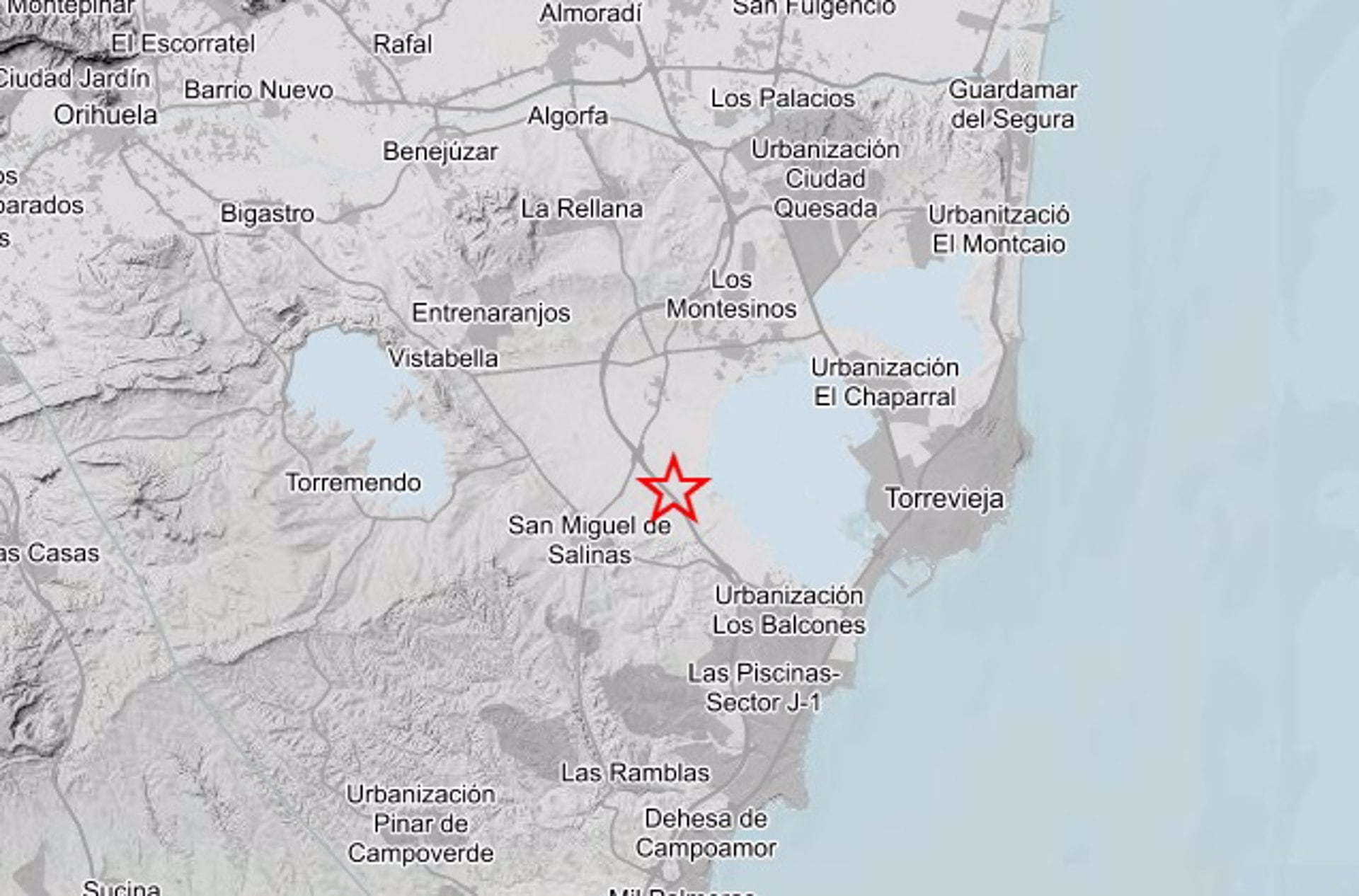 08/10/2024 Registrado un terremoto de 2,4 y otro de 2,3 cerca de San Miguel de Salinas (Alicante)