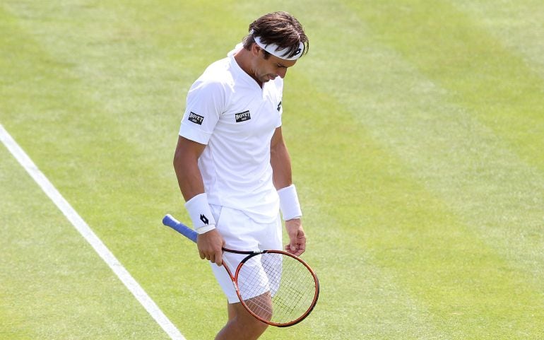 David Ferrer en su último partido hasta la fecha, ante Marcos Baghdatis en Nottingham.