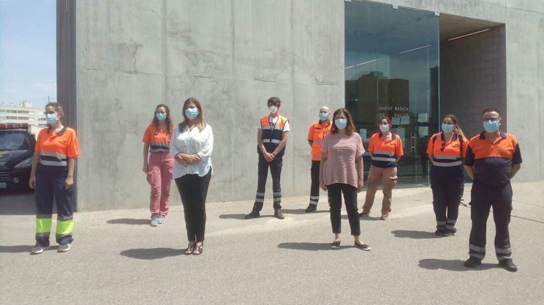 La presidenta del Govern Francina Armengol y la consellera de Salud Patricia Gómez en la visita al centro coordinador Covid 19 en el Molinar