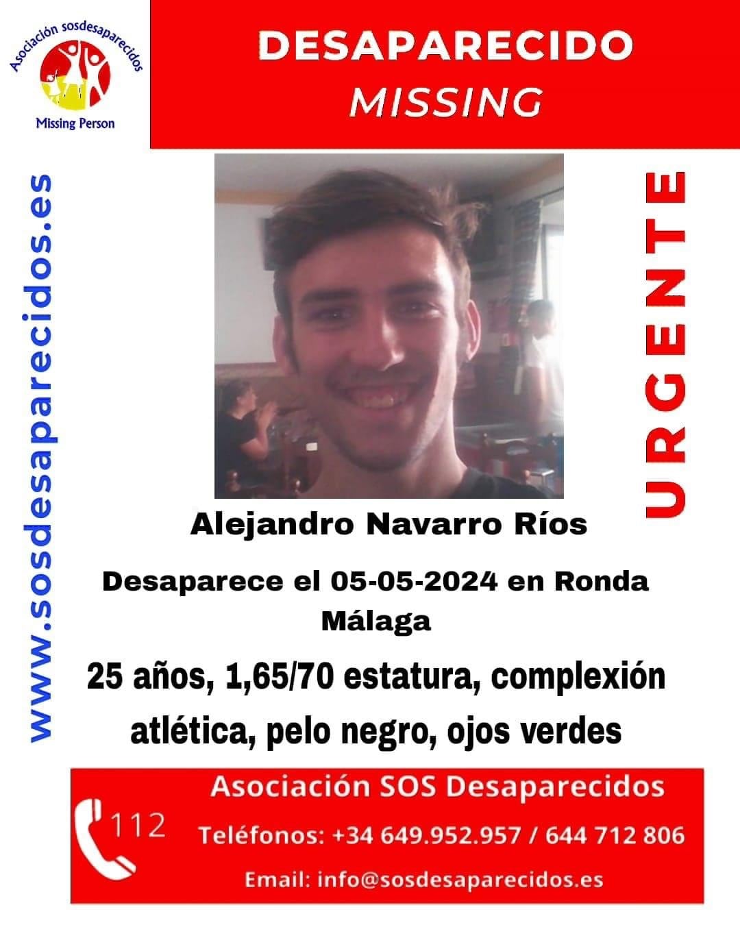 Imagen del cartel de SOS Desaparecidos sobre el joven rondeño