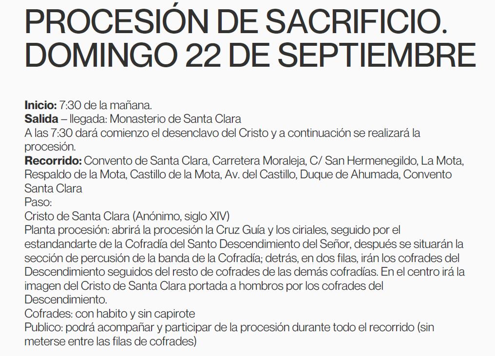 Actos procesionales del viernes 20 al domingo 22 de septiembre