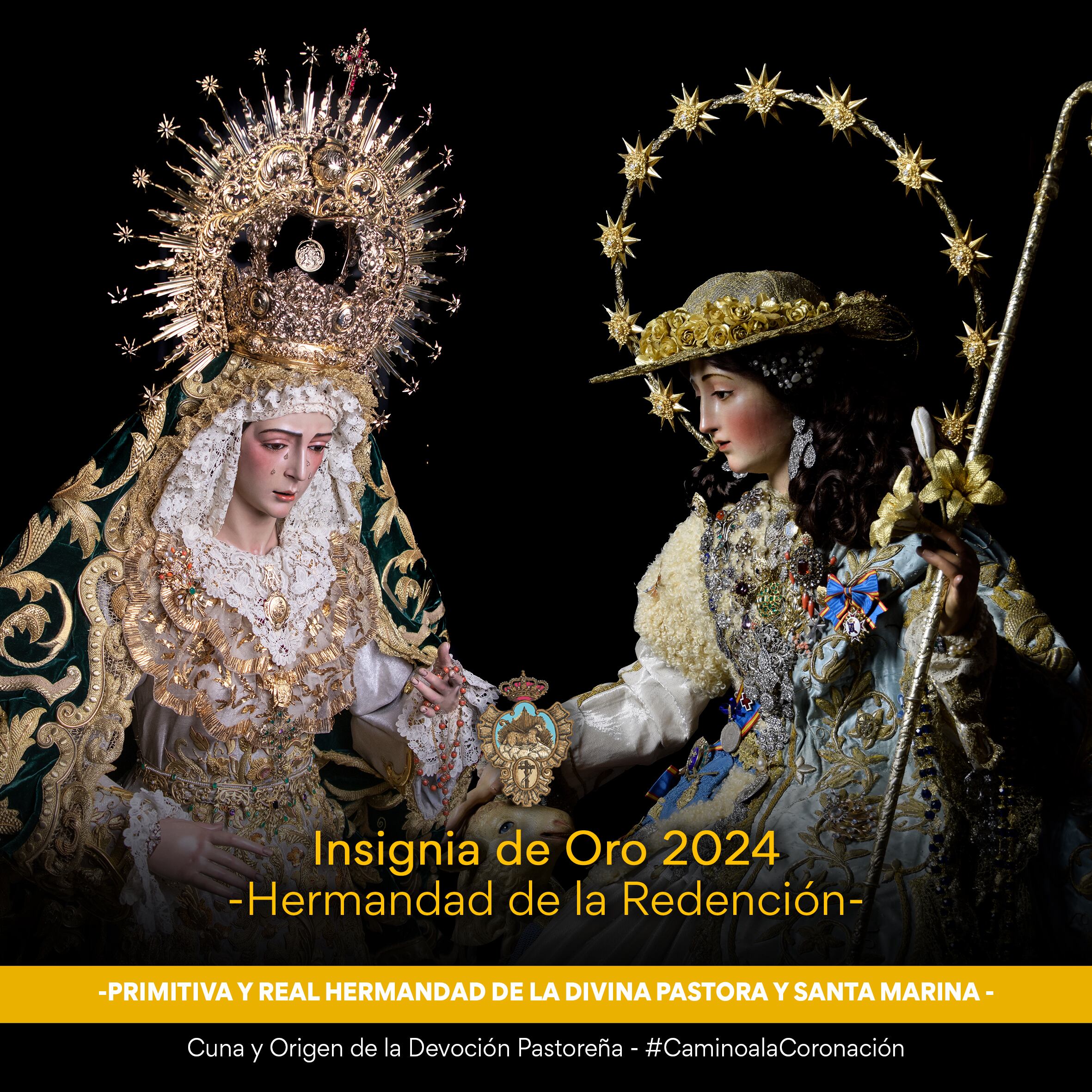 María Santísima del Rocío, a la izquierda, y la Pastora de Santa Marina serán coronadas en 2025