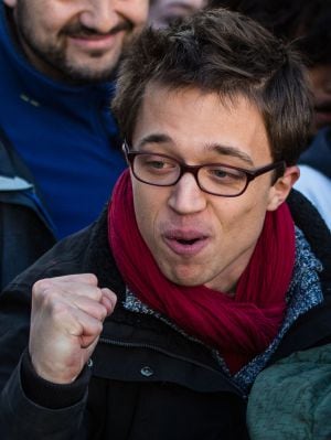 MADRID, SPAIN - JANUARY 31: Podemos (We Can) memeber Inigo Errejon reacts during a march on January 31, 2015 in Madrid, Spain. According to the last opinion polls Podemos (We Can), the anti-austerity left-wing party emerged out of popular movements and of