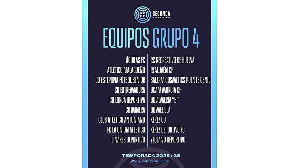 Composición del grupo cuarto de la Segunda Federación para la próxima temporada